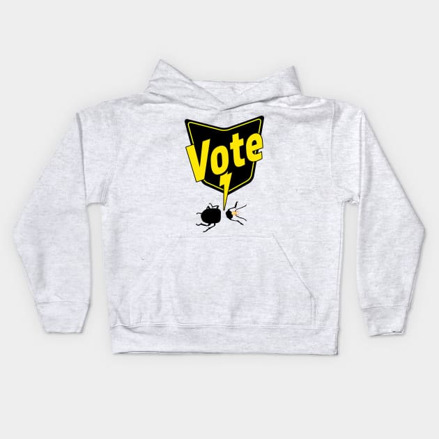 Know Your Parasites Vote Bug Spray Kids Hoodie by OrangeMonkeyArt